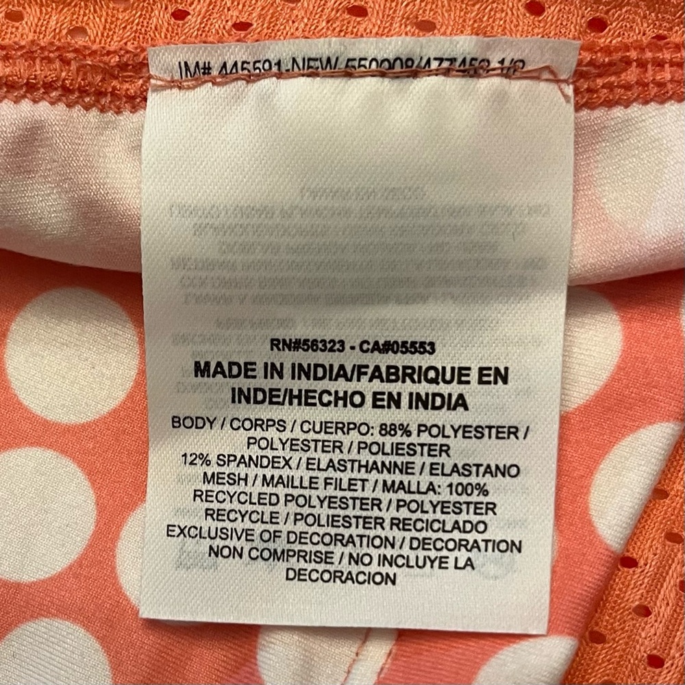 Nike Dri-Fit Racerback Tank Top-Size XL Slim Fit Orange and White Polka Dots - Picture 6 of 8